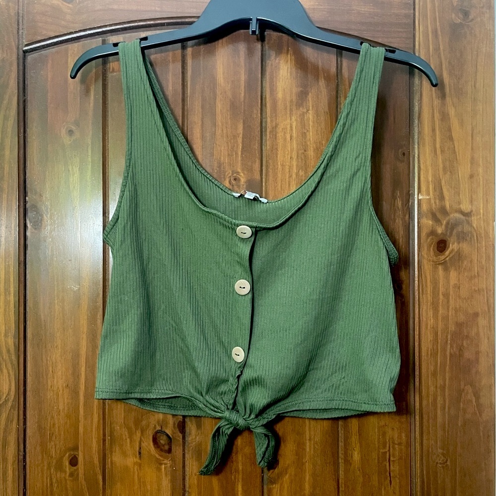 Iris Green Sleeveless Crop Tank Top